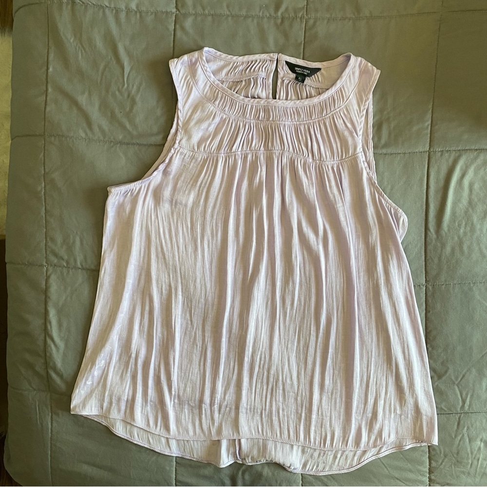 Simply Vera Wang XL Women’s Ruched Purple Tank Top Keyhole Lightweight Summer
